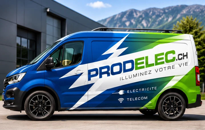 Camionnette avec logo vectorisé en covering de véhicule (exemple)